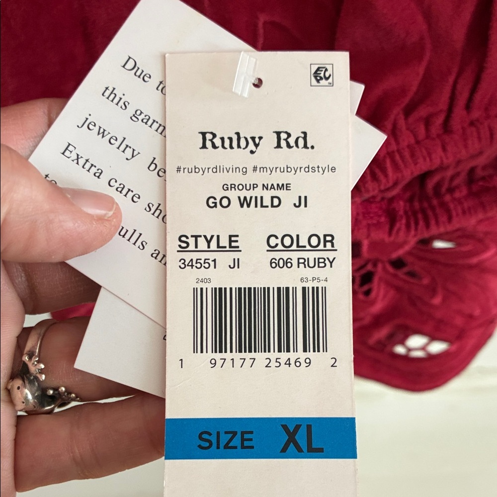 Ruby Rd. Rich Red Button-Up Blouse - Picture 2 of 8